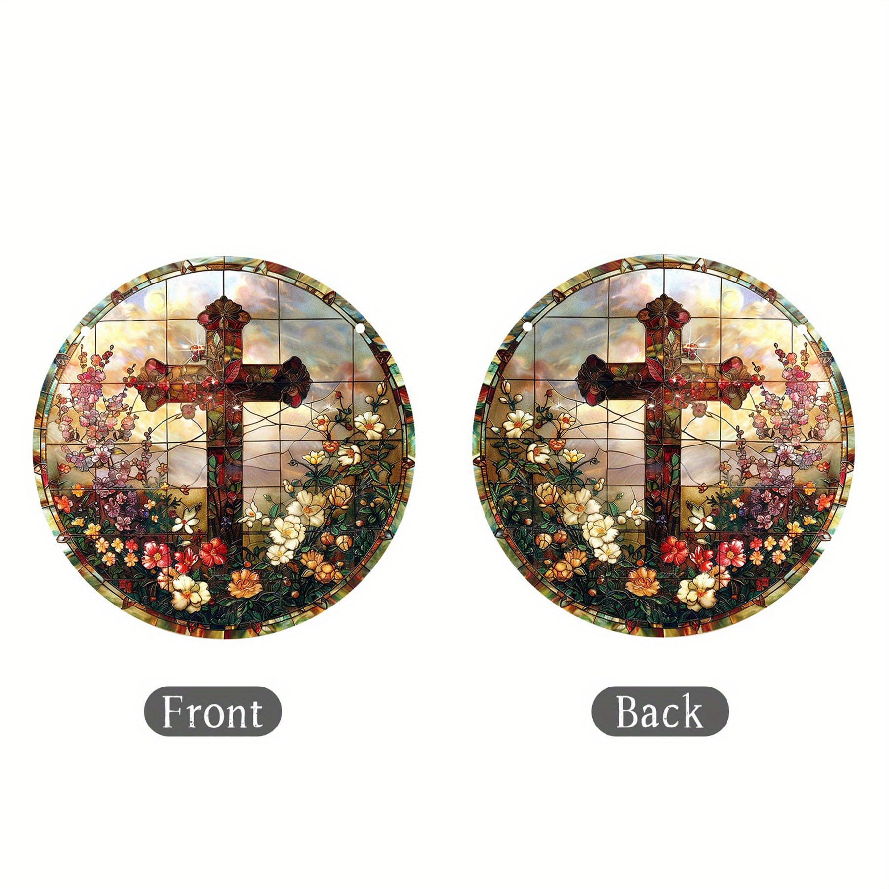 Christian Wall Art - Stained Glass Suncatcher Cross Pendant With Bible Verse, Funny Jesus Gifts, Nativity Scene Ornaments - Image 2