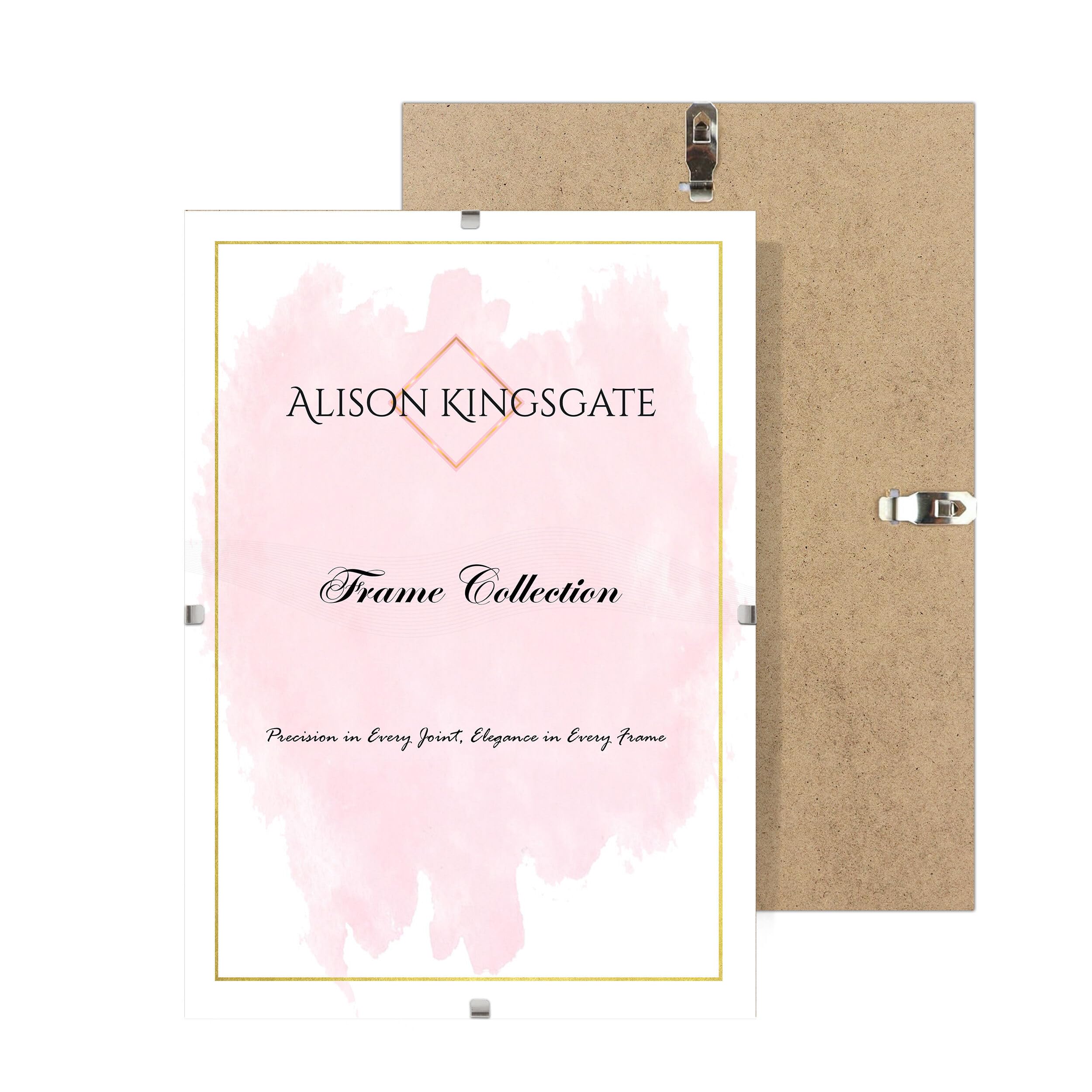 Alison Kingsgate 9X6 Clip Frames Frameless Picture Frame with Shatter-Resistant Perspex & Sturdy MDF Back Borderless Clip Photo Frame for Posters, Certificates, Art & Wall Decor