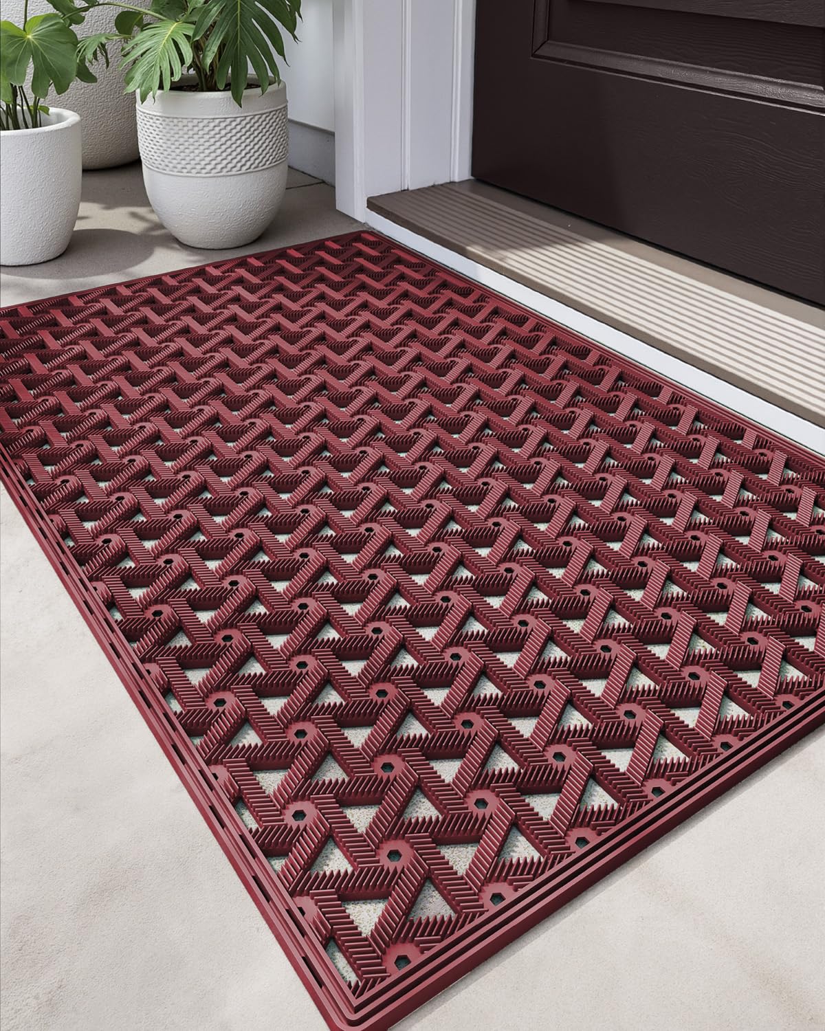 DEXI Zerbino in gomma per ingresso esterno, 61 x 91 cm, rosso
