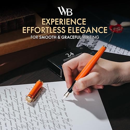 Vista 110 de Wordsworth & Black - Juego de pluma estilográfica, punta de espesor medio, incluye 24 cartuchos de tinta y un cargador de tinta, estuche de regalo