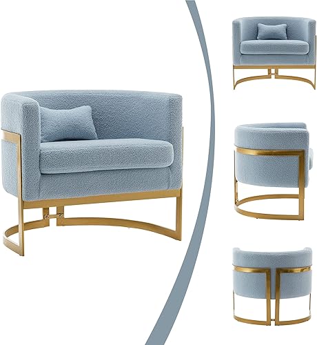 Miniatura 67 de Silla decorativa de terciopelo, moderna silla tapizada de barril verde, sillas de brazo ancho para sala de estar, dormitorio, club, sillas