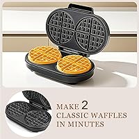 Vista 7 de Máquina para hacer Waffles Doble de 6 Pulgadas, Máquina para Hacer Waffles Belgas de 1200W para Desayunos y Snacks, Hace 2 Waffles Personalizados