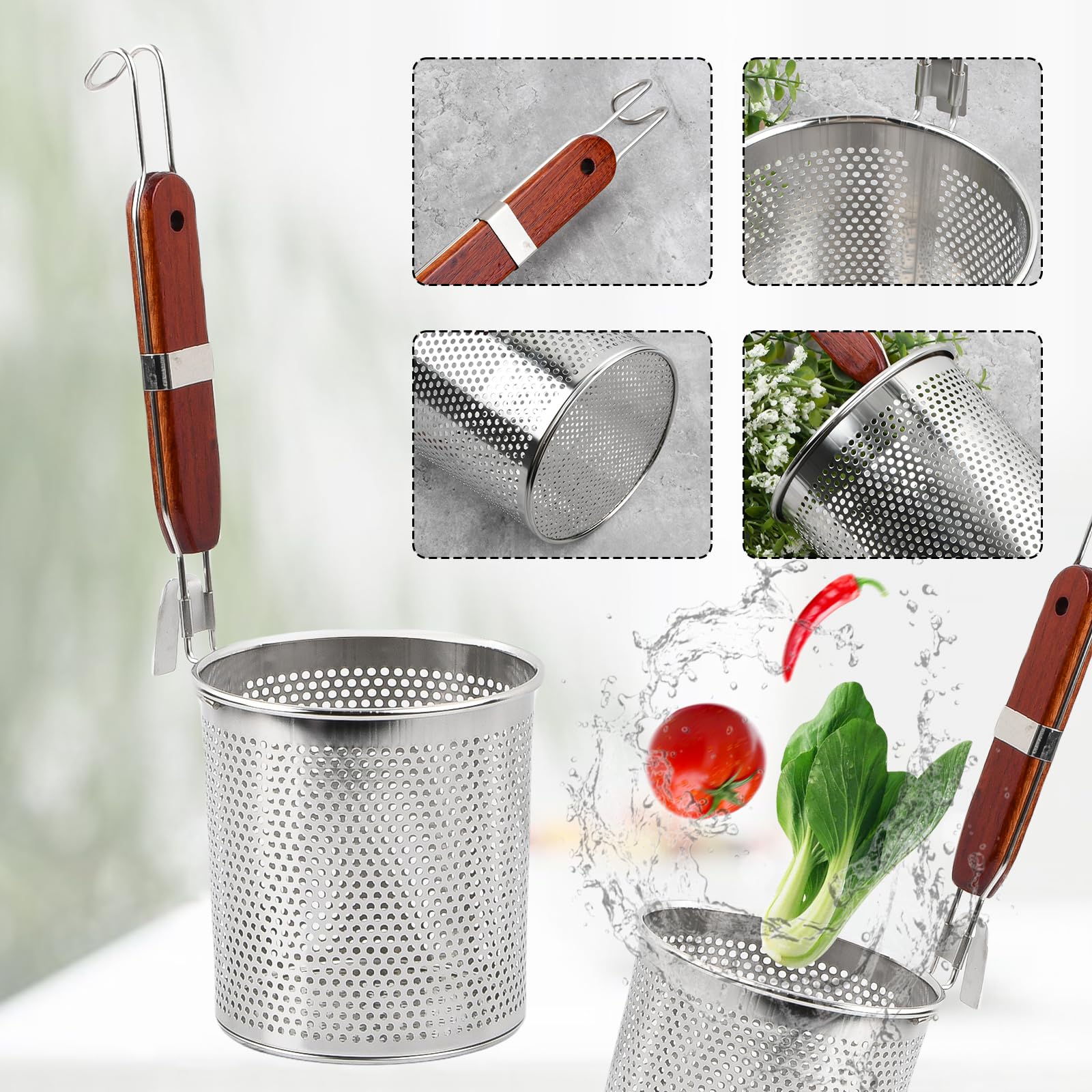 YouYuer Set 2 Scolapasta In Acciaio Inox - Cestelli Microforati Per Pasta, Verdura E Frutta - Foto 9