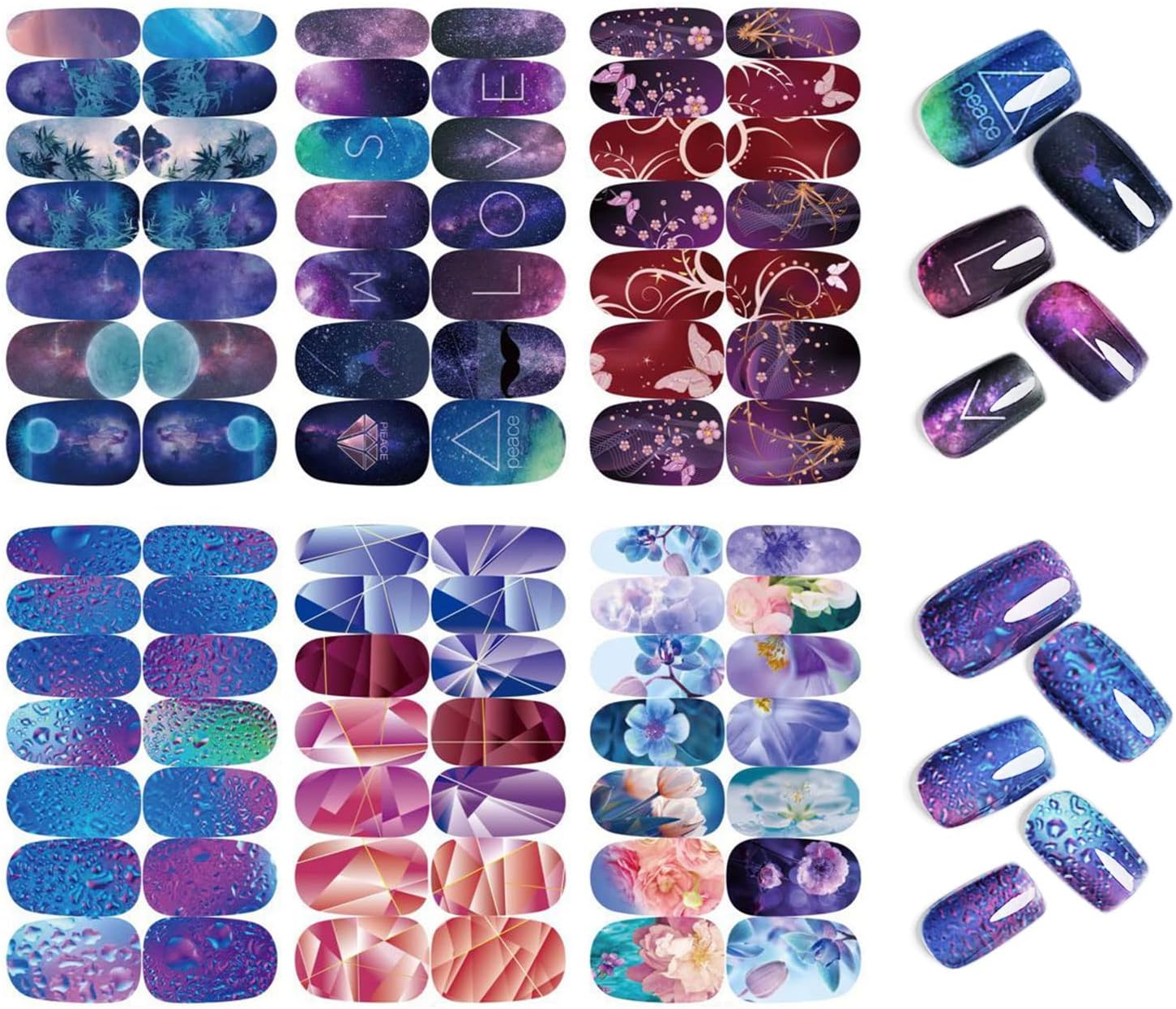 NAILDOKI Autocollant Ongle 3D Nail Stickers, Nail Art AutoAdhésif Ongle Décalque Belle Mode