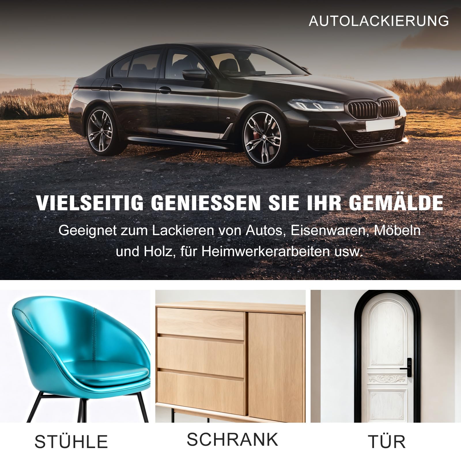HVLP Lackierpistole Spritzpistole Kit mit 1,4/1,7/2,5mm, Farbspritzpistole Profi Lackierpistole Druckluft Schwerkraft Sprühgeräte mit 600 ml Plastikbecher Luftdruckregler für Autos & Haus (Grün)