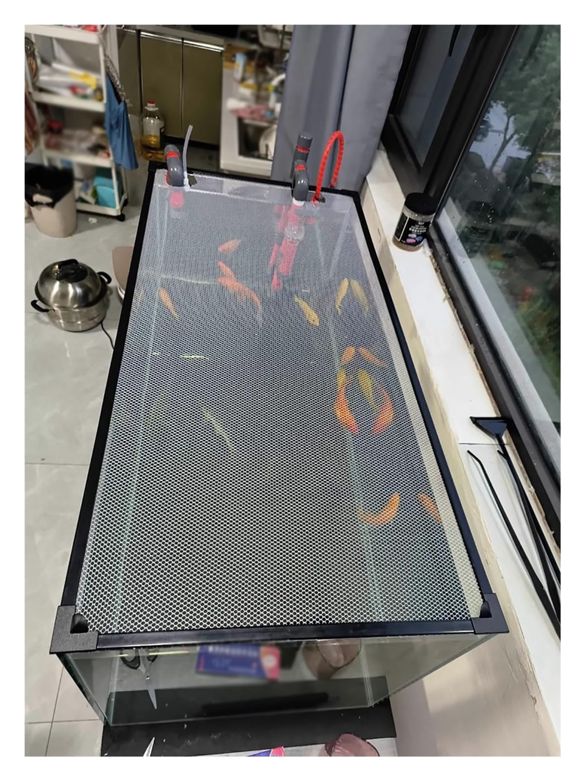 PEYNIR Coperchio Acquario Coperchio in Rete per terrario e Acquario, Coperchio per Acquario Fai da Te/Rete Anti-Salto con Bordi magnetici, Rete di Ventilazione(L39.4xW11.8in/100x30cm)
