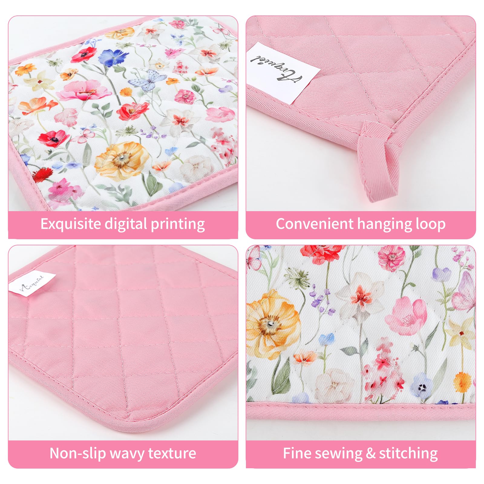 Arquiel Wildflower Oven Mitts and Pot Holders -100% Cotton - Image 3