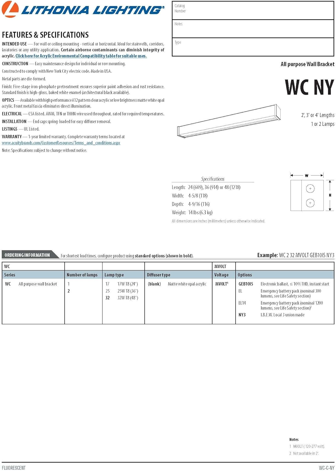 Bеѕt Dеаl Lithonia Lighting WC 2 17 MVOLT GEB10IS 2-Light 17W T8 All-Purpose Wall Bracket, 2-Feet, White