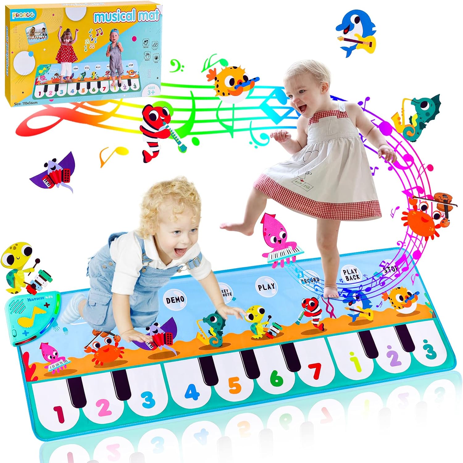 FPVERA Kids Piano Dance Mat Musical - Piano Mat for Baby Keyboard Musical Mat Electronic Dance Floor Mat for Toddlers with 25 Music Sounds Early Education Dance Toys Gifts for Kids Girls Boys : Toys & Games