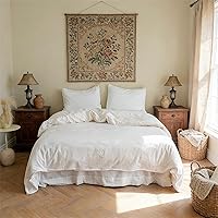 Vista 15 de BISELINA Juego de funda de edredón de lino francés, 2 piezas con cierre de cremallera oculto, mezcla de lino natural, mezcla de algodón
