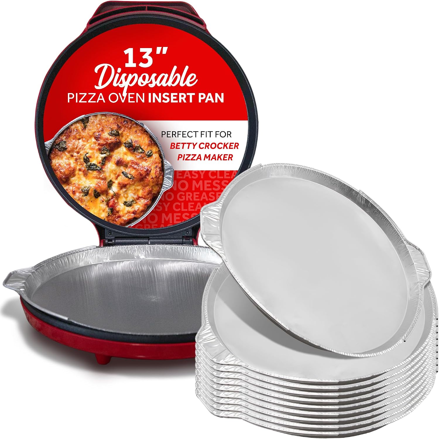 12" Pizza Oven Insert Pan (25-Pack) - Disposable Aluminum Liner for Countertop Pizza Makers, Fits Betty Crocker Pizza Maker, Piezano & More