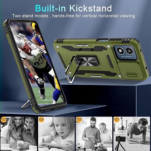 Miniatura 4 de DEERLAMN Funda compatible con Moto G Stylus 5G 2023 con cubierta deslizante para cámara + protector de pantalla (1 unidad), soporte de anillo
