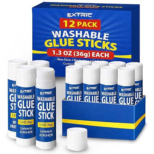 Barras de pegamento para niños, barras de pegamento blancas a granel para el aula, 12 unidades, 1.3 onzas, lavables para todo propósito, para niños,