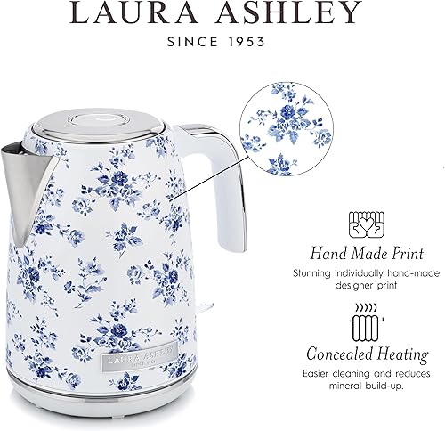 Miniatura 4 de Laura Ashley Hervidor eléctrico de acero inoxidable de 1.7 litros Hervidor eléctrico de hervir rápido de 1500 W para agua hirviendo Hervidores de