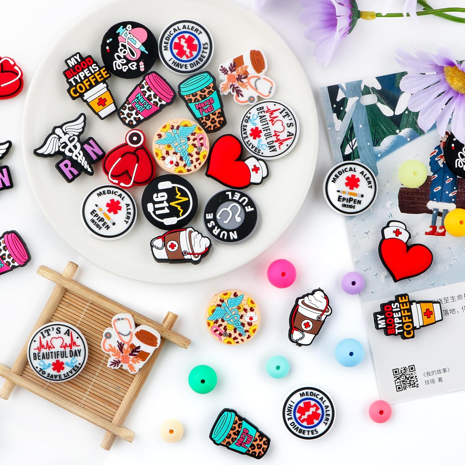 15Pcs Silicone Focal Beads for Pens, Character Silicone Beads for Keychain Making, Lanyard Making DIY Handicraft(Medical) - Image 7