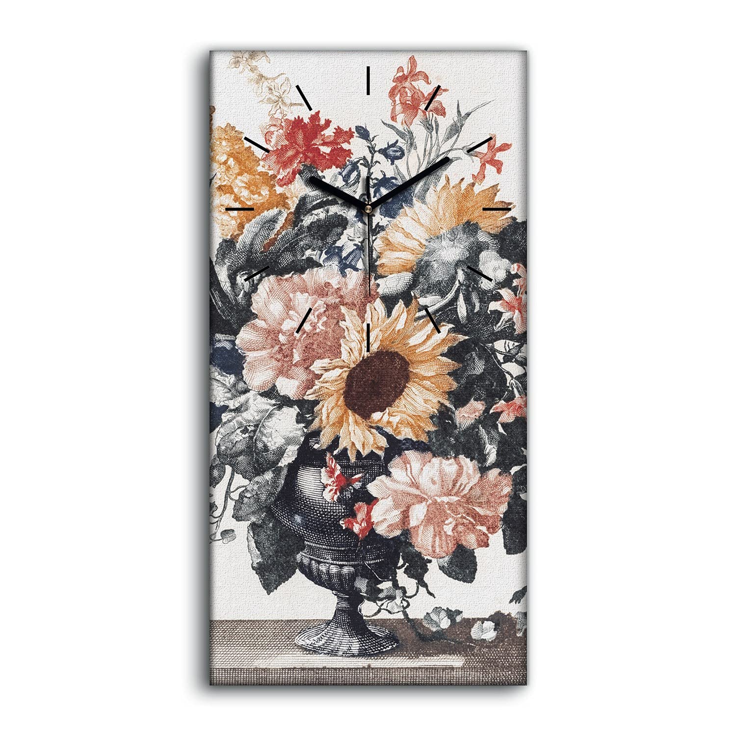 Horloge sur Toile Fleurs pour un Salon Moderne et une Chambre Zen Sans Tic-Tac