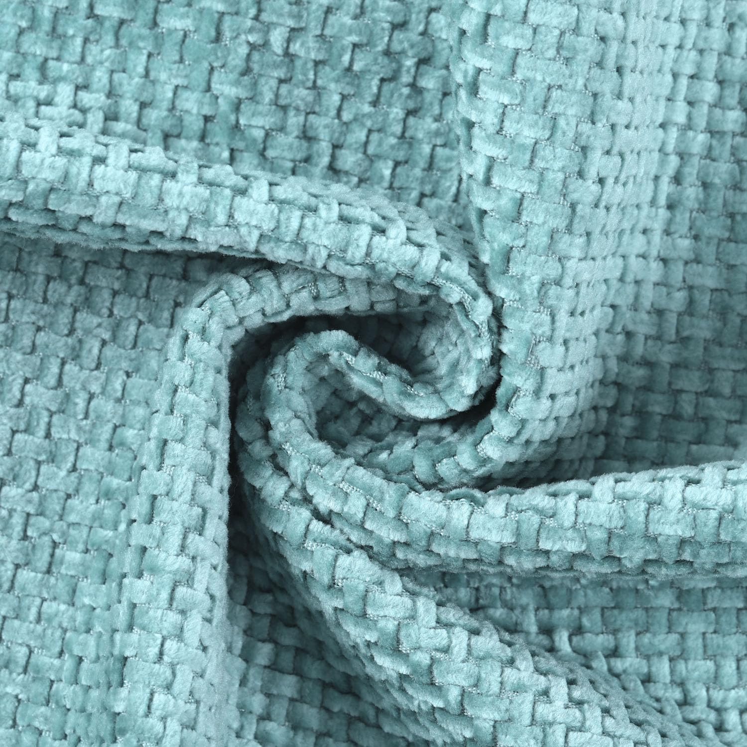 Madizz Set of 2 Chenille Velvet Cushion Covers with Flange Soft Boho Textured Throw Pillow Covers Broadside Pillowcases Modern Farmhouse Home Decor for Sofa Bedroom Turquoise 18x18 inch - Image 3