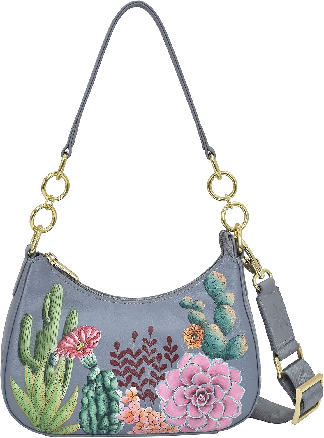 Anuschka Women's Original Hand-Painted Genuine Leather Small Convertible Hobo
