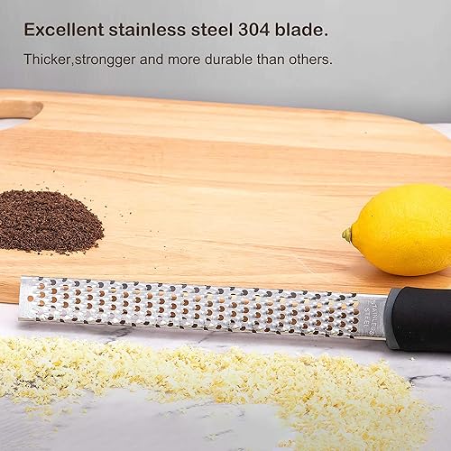 Miniatura 2 de Rallador de limón y queso con asa, triturador de cocina para queso parmesano, limón, chocolate, frutas, verduras, jengibre, ajo, hoja de acero