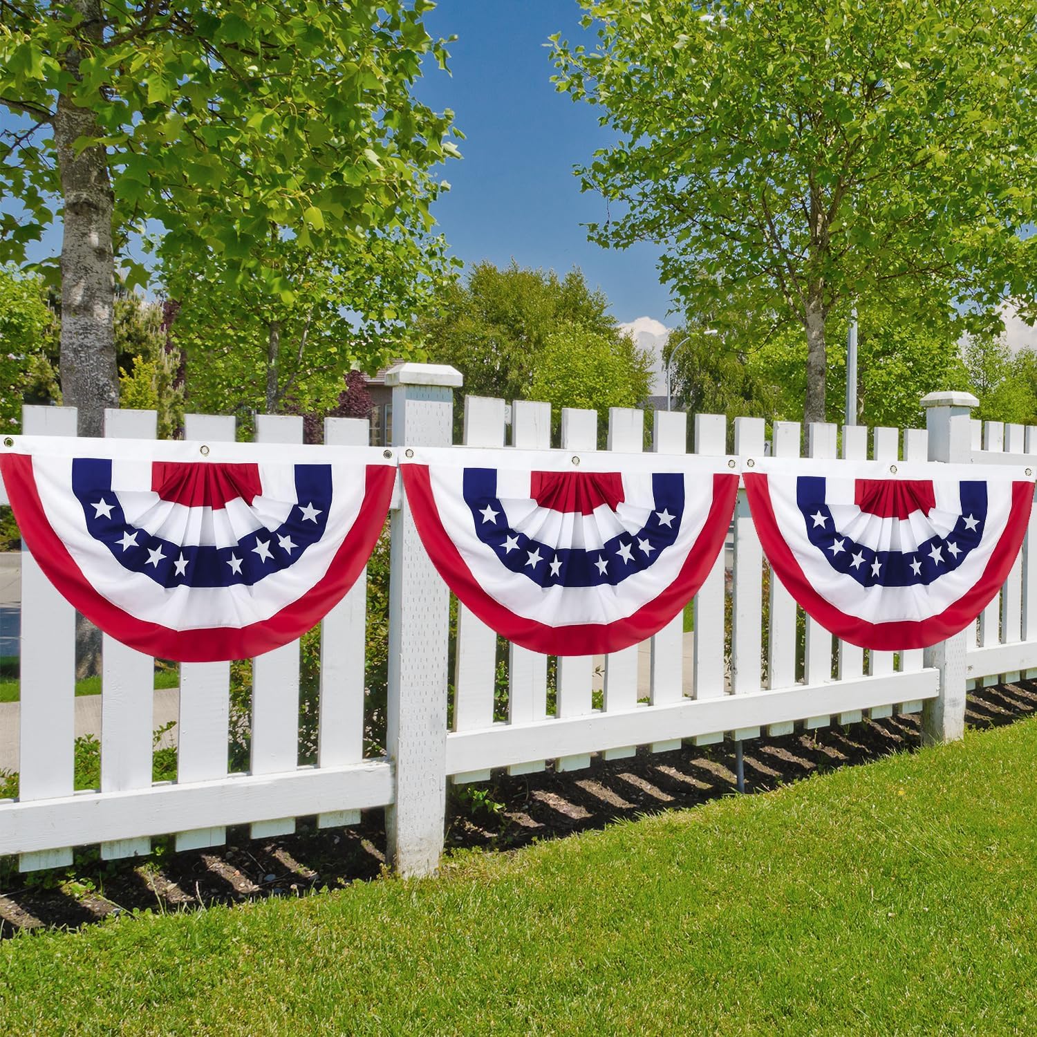 6 x 3 Ft 4th of July Decorations, Big American Pleated Fan Flag, Patriotic Decorations American Flag Bunting, Red White and Blue Half Fan Banner Bunting Flags Outdoor Indoor for Memorial Day Decor - Image 9