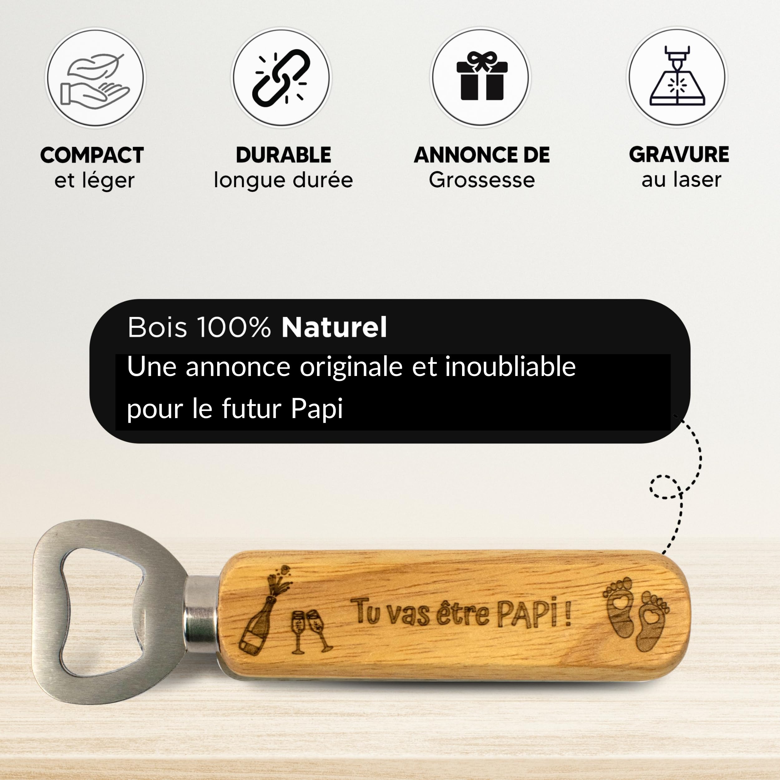 Décapsuleur Annonce Grossesse Papi - Idée Originale Et Émouvante Pour Révéler Tu Vas Être Papi ! - Cadeau Futur Grand-Père