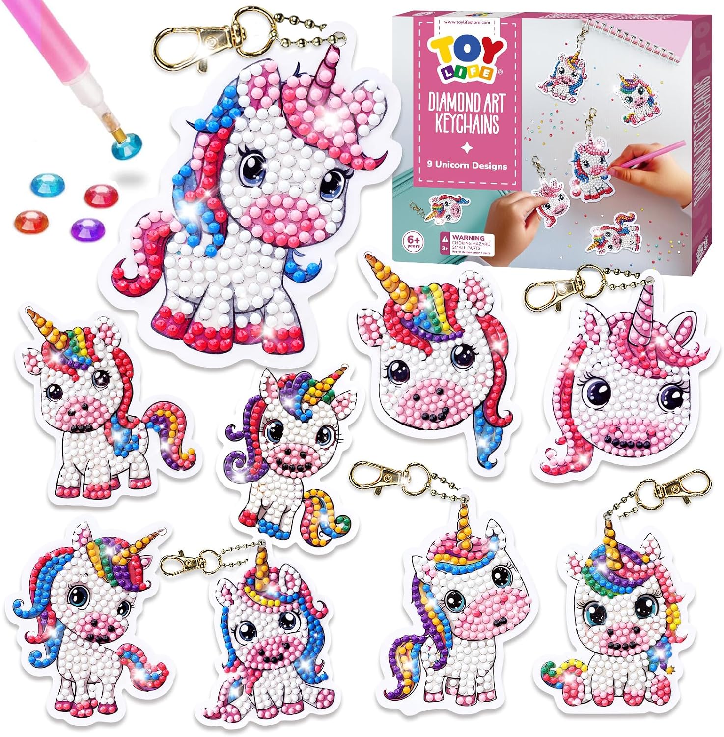 TOY Life Diamond Painting Kits for Kids, Diamond Art for Kid, 26pcs Unicorn Diamond Painting Stickers, Gem Art and Craft Kits for Kids Age 3-6 8-12