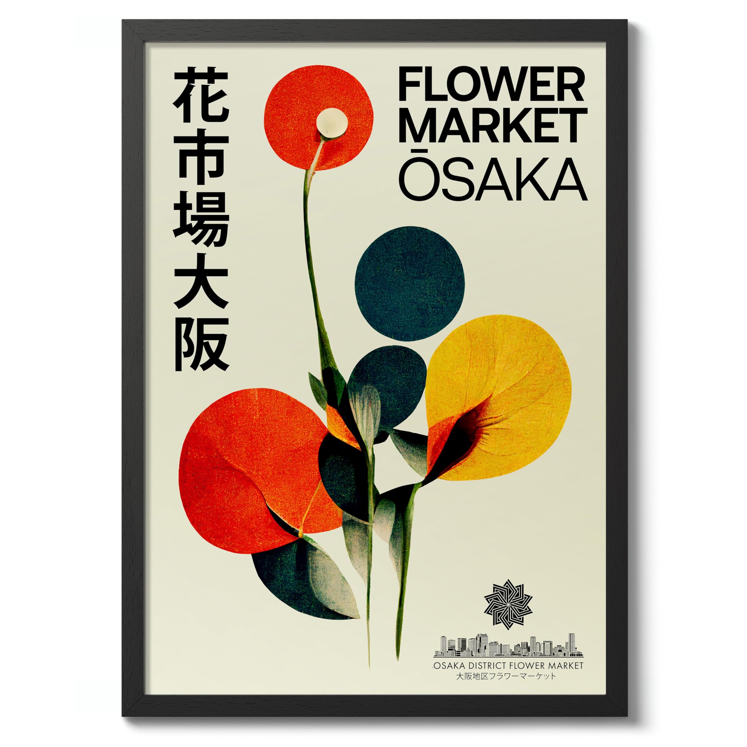 Osaka Osaka Distirct Gallery Poster, Japanese Art Exhibition Print Modern Art Wall Decor, Archival Matte, 50x70cm (Black Frame) - 50x70cm