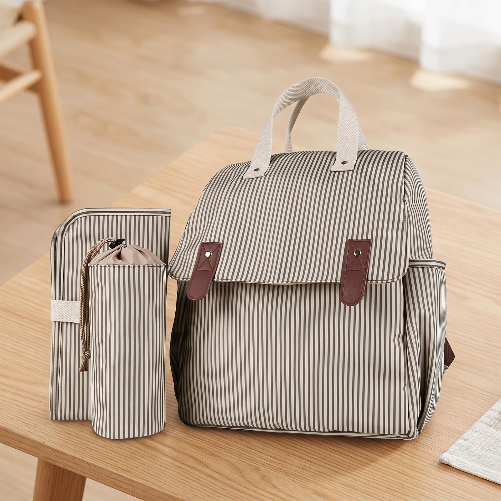 Mochila Pañalera Práctica Pañalera Mochila Libres Bolso Pañales con Cambiador para Mamás, s, Guarría, Estampado Geométrico En Color Negro