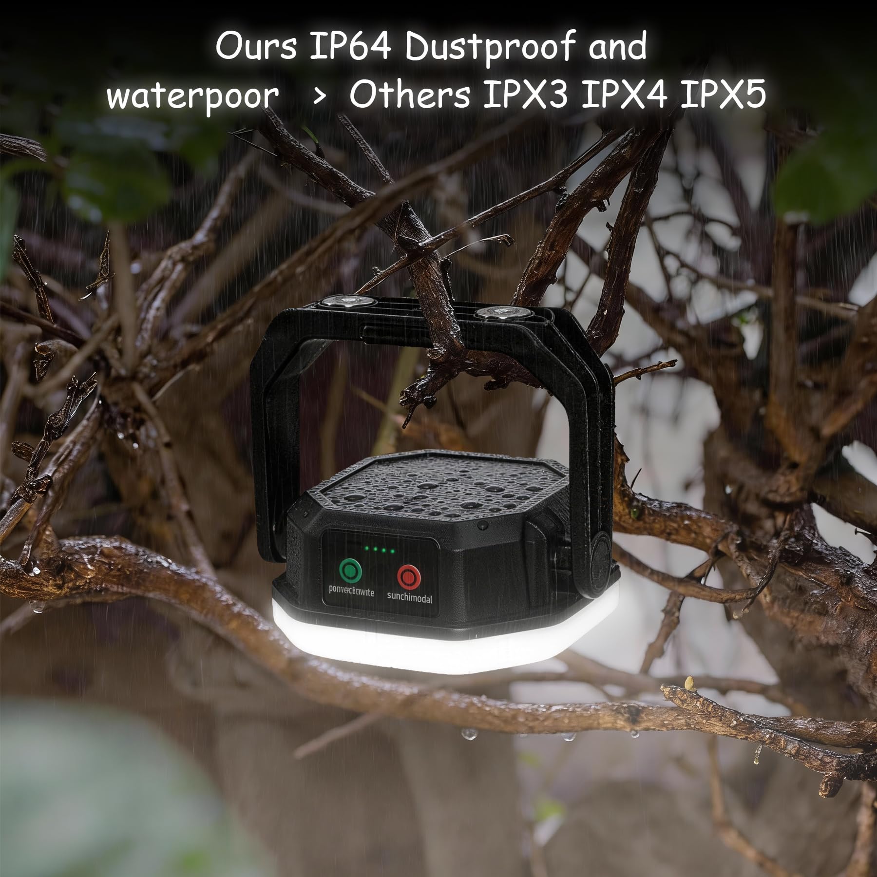 RadiantFlux Lanterna da campeggio a LED solare, sensazione estetica meccanica, luce impermeabile per tenda con 3 modalità di illuminazione, 6600 mAh, 10 ore essenziali da campeggio, torcia portatile