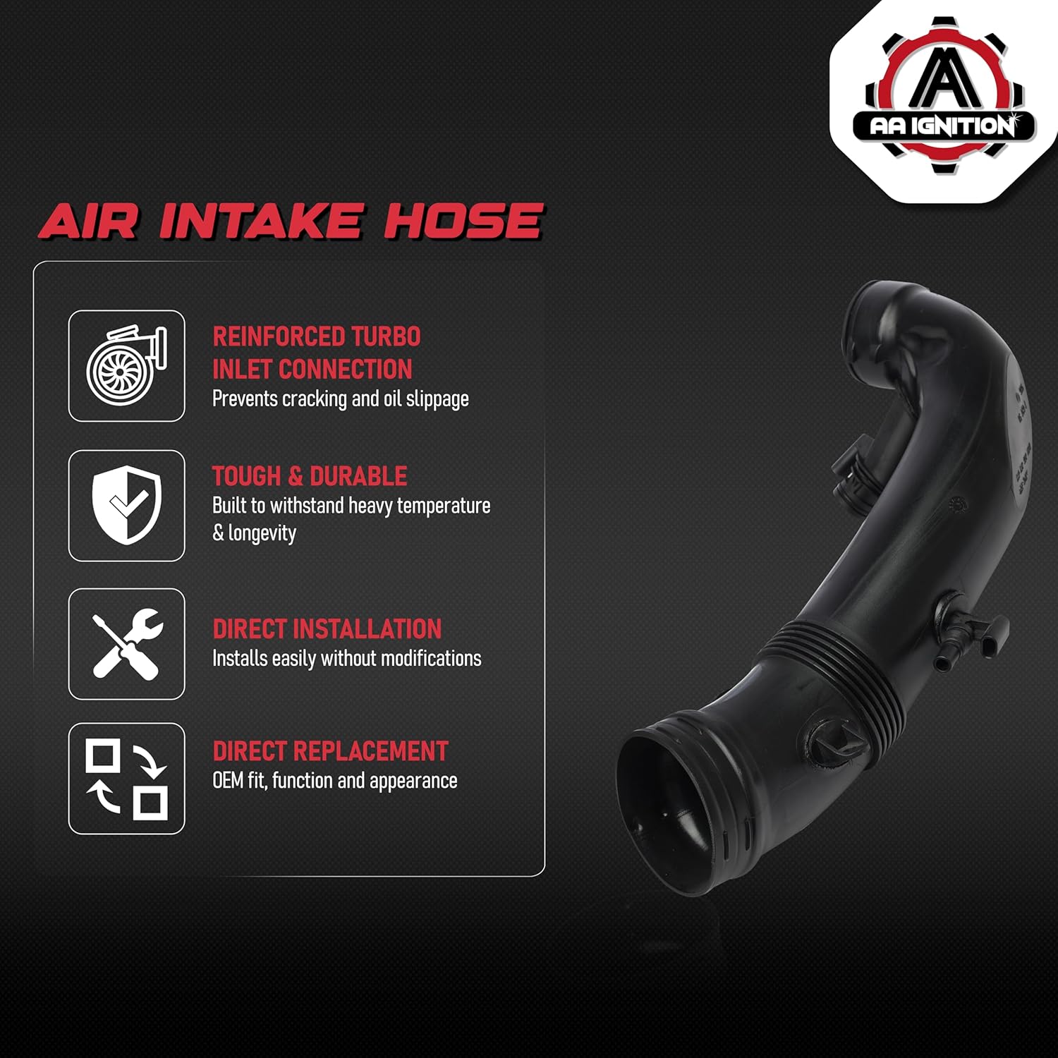 Engine Air Intake Hose by AA Ignition - Compatible with Mini Cooper S 1.6L - 2011-2015 Countryman S, 2013-2016 Paceman S - 13717627501, 13717602692, 13717607778, R55 R56 R57 R58 R59 R60 R61 N18