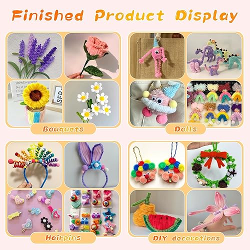 Vista 43 de 100 limpiapipas, limpiapipas para manualidades, creativos para hacer flores, tallos de chenilla, limpiadores de tuberías, flores, suministros