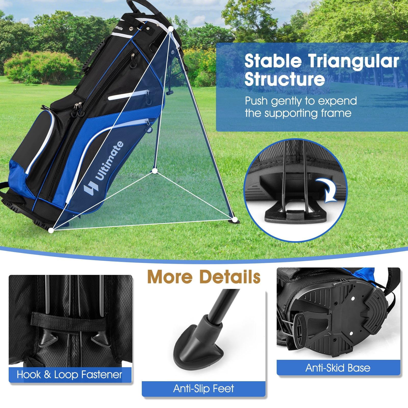 LIFEZEAL Bolsa de Golf con Soporte, Bolsa de Palos con 14 Compartimentos, Bolsa de Golf Ligera con Doble Correa para el Hombro, 6 Bolsillos con Cremallera, Funda de Lluvia, para Hombre y Mujer