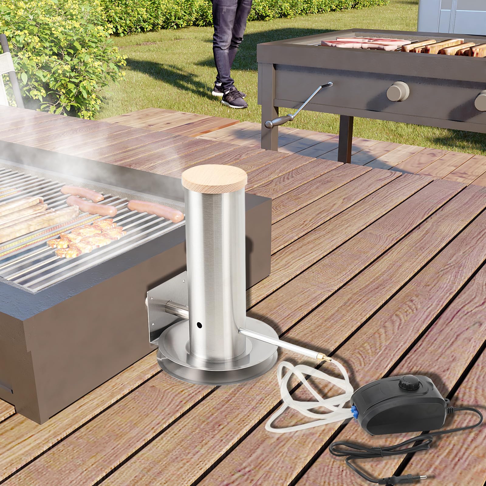 Rauchgenerator für Räucherofen Elektrisch mit Pumpe, Edelstahl Kaltrauchgenerator für Räucherofen Kaltraucherzeuger Smoker Raucherzeuger Räuchern BBQ