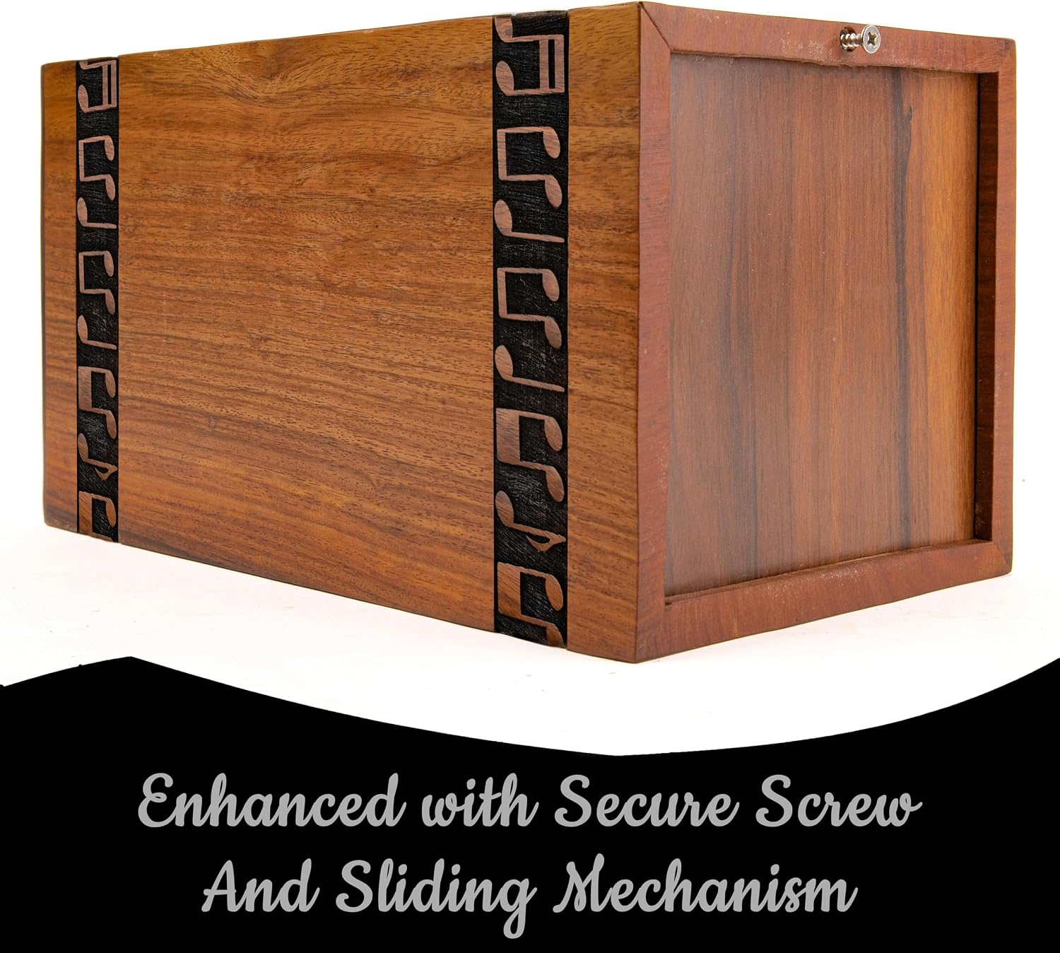 Beautiful Guitar Cremation Urn - Rosewood, Brown, Floral Pattern, Adult Male Female, 5.75 x 5.75 x 9.5 inches, 220 cubic inches, Polished Finish
