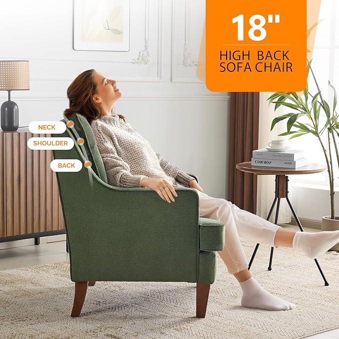 Sillón Acogedor Tapizado Verde Medio miniatura 4