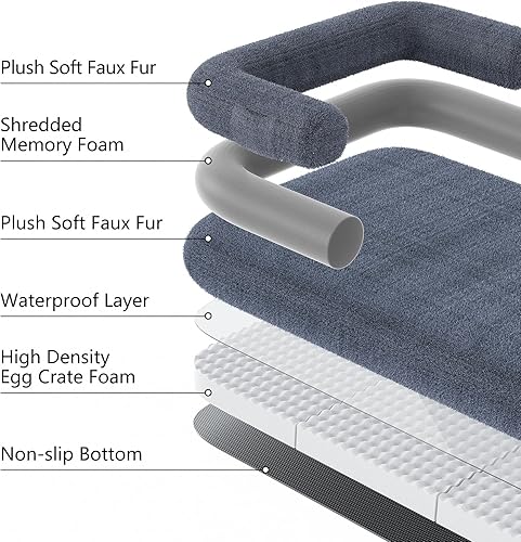 Miniatura 3 de Sofá cama plegable para perros humanos, 73 x 42 x 10 pulgadas, cama ortopédica para mascotas de piel sintética con colchón de espuma de huevo, cama