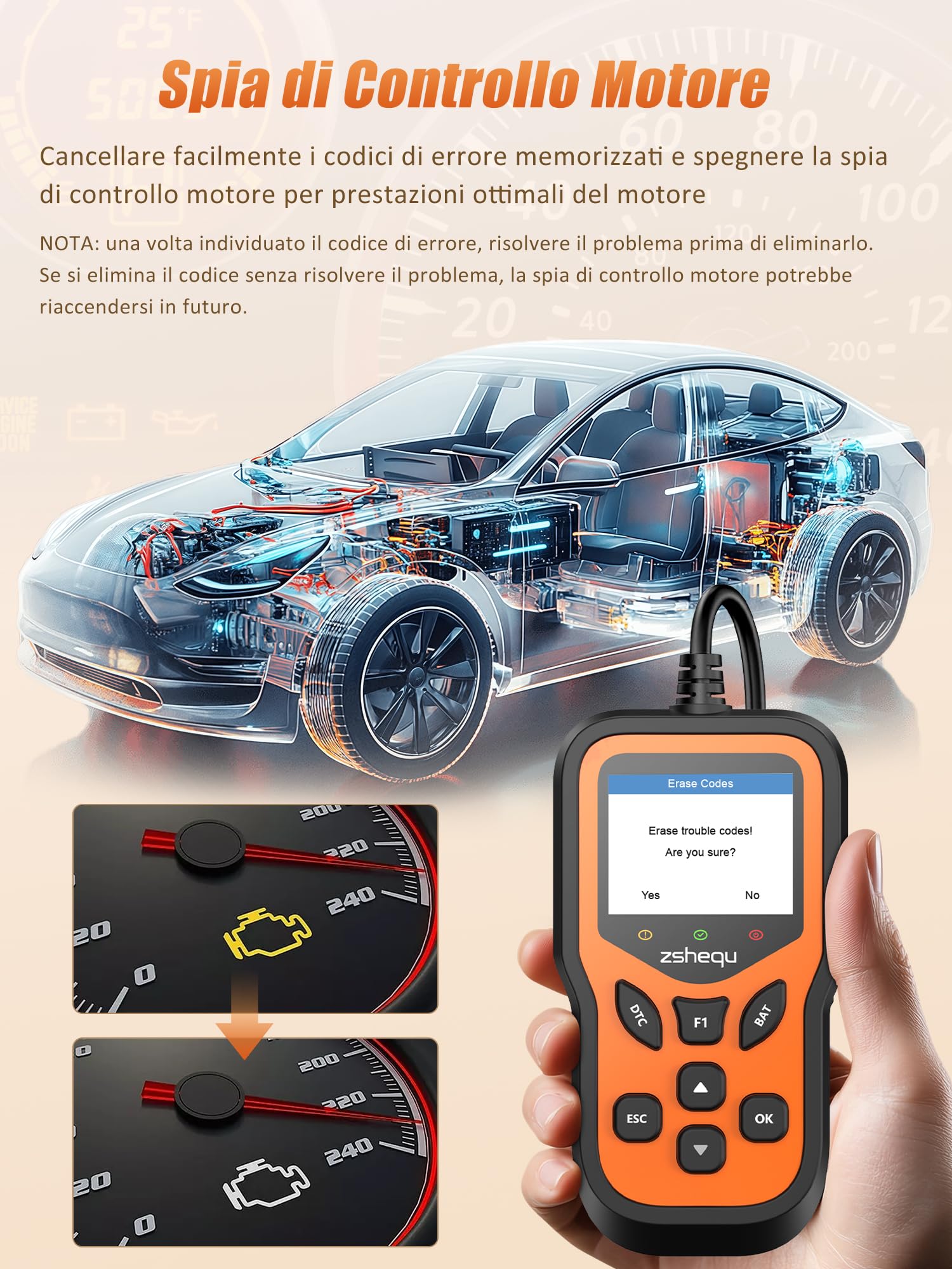 OBD2 Diagnosi Auto OBD Italiano：Scanner OBDII EOBD Diagnostica del Motore Diagnosi - Multimarca Diagnostico con Funzioni OBD2 - Professionale Lettore Codici Errori Motore per Audi BMW Tutti i Veicoli