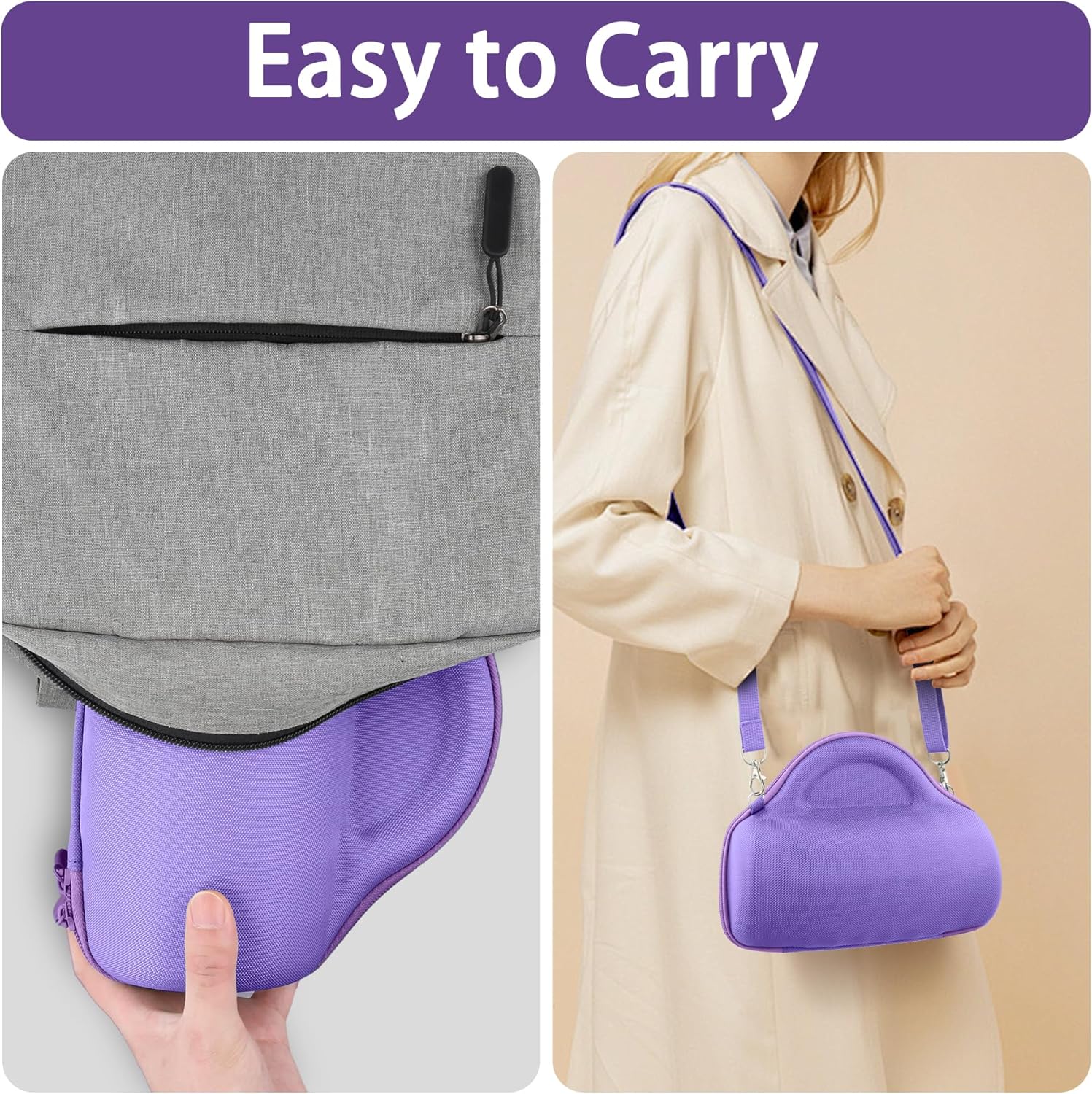 Aenllosi for JBL Charge 6 Wireless Bluetooth Speaker Hard Case, with Adjustable Shoulder Strap,Purple（Case Only） - Image 6