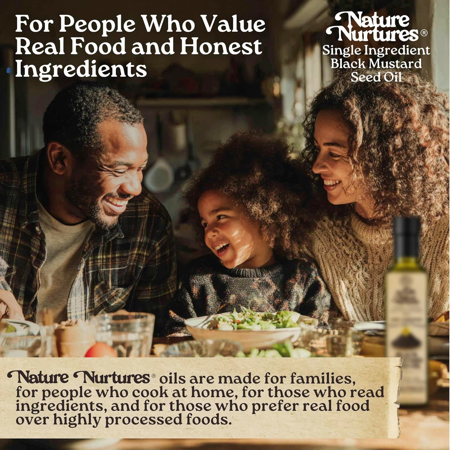 Black Mustard Oil for Cooking, Vegetables, Potatoes and Rice Dishes · Raw · Unrefined · First Cold-Pressed Below 30°C · Pressed Only Once · Without Metal or Wood Contact · Small Batch · Handcrafted in Seattle USA · For Real Food Cooking and Natural Diets · Culinary Gift · 100% Pure & Natural · Also Loved for Skin and Hair · 3.38 fl oz (100 ml)