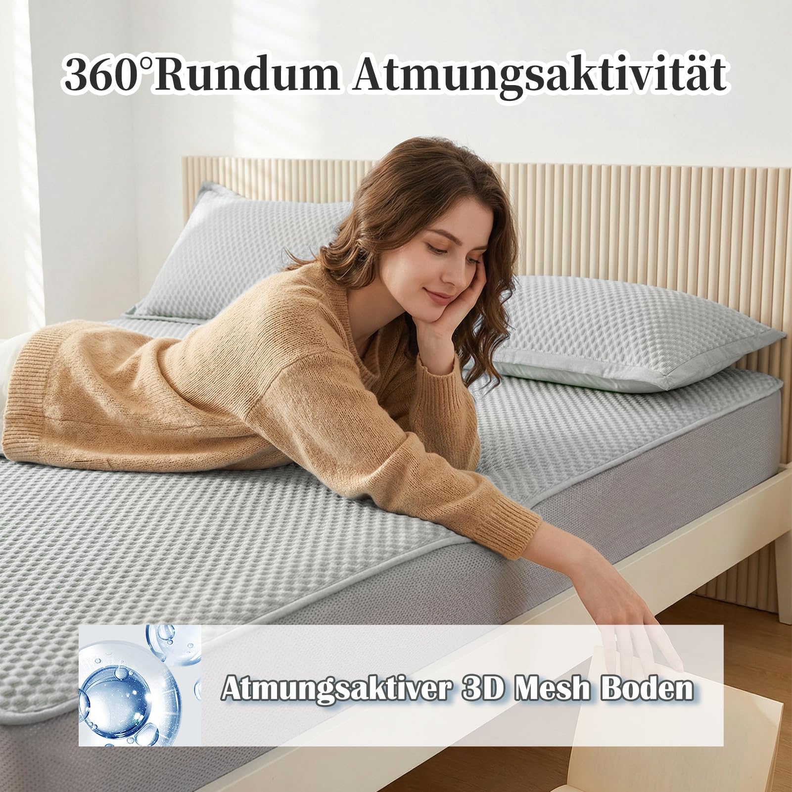 Sommer Spannbettlaken Set Kühlende Bettlaken | Atmungsaktive Spannbetttücher mit Kissenbezüge 3D Bohnenform Cool Ice Silk Schlafzimmer Bed Sheets für Heißschläfer