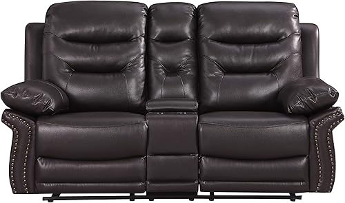 Miniatura 10 de Blackjack Furniture Andrews - Silla reclinable de cuero con ribete de clavos tradicional tapizado de airematch color marrón