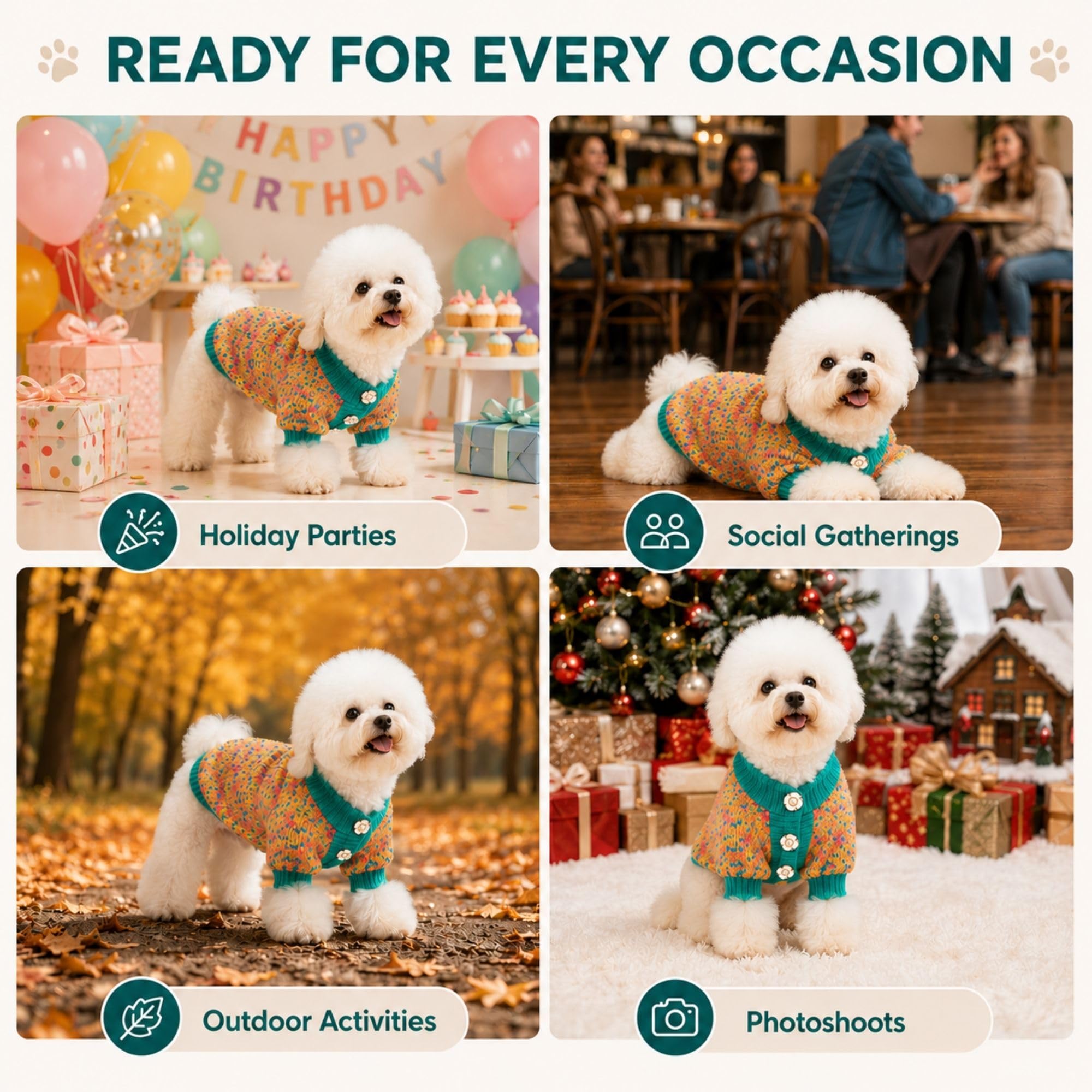Pull pour chiens de taille moyenne, vêtements chauds pour chiot, jaune | Cardigan tricoté confortable avec boutons, bordure côtelée pour plus de chaleur, coupe extensible pour l'automne et l'hiver