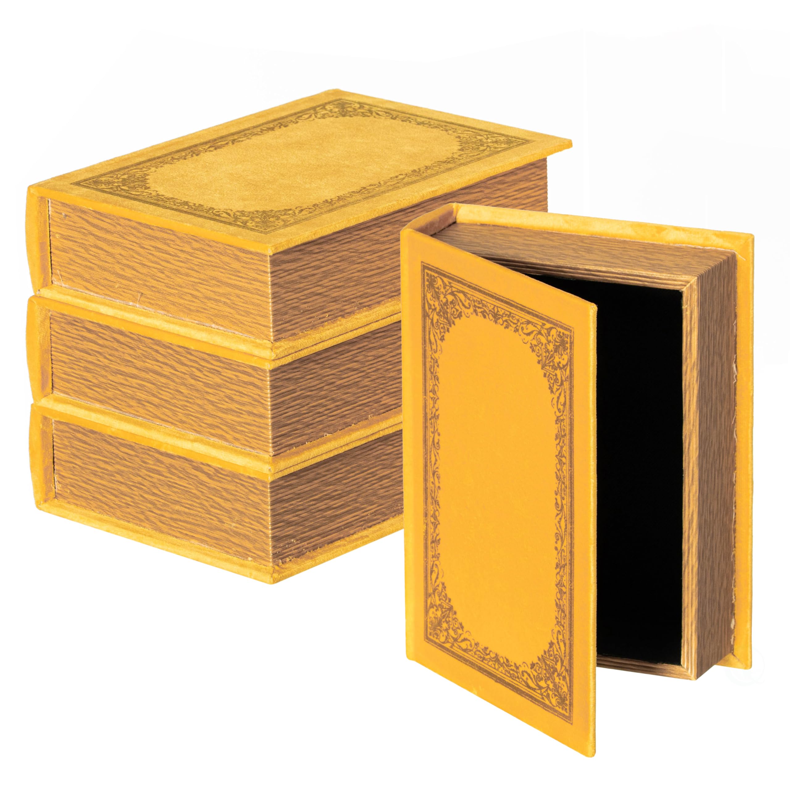 Boîtes à bijoux décoratives vintage en forme de livre jaune de rangement