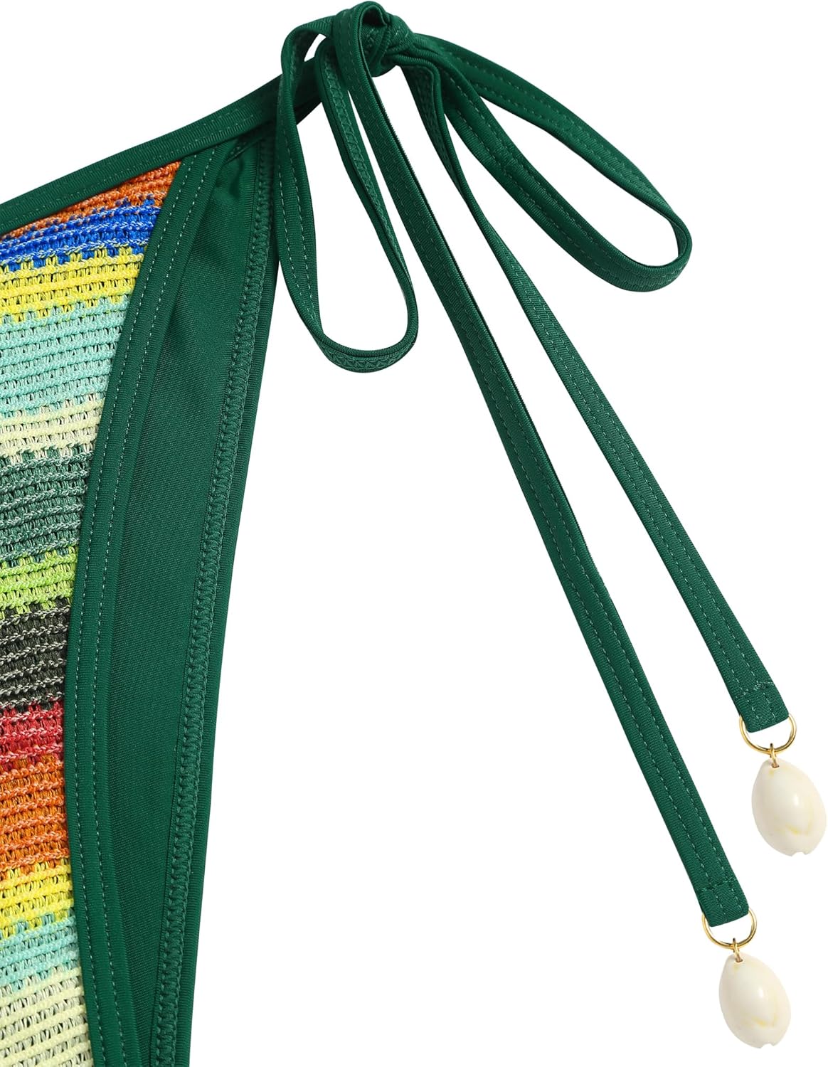 ZAFUL Women's Colorblock Stripes Triangle Halter Tied Cheeky Thong Bikini Set High Cut Two Piece Bathing Suit - Image 5