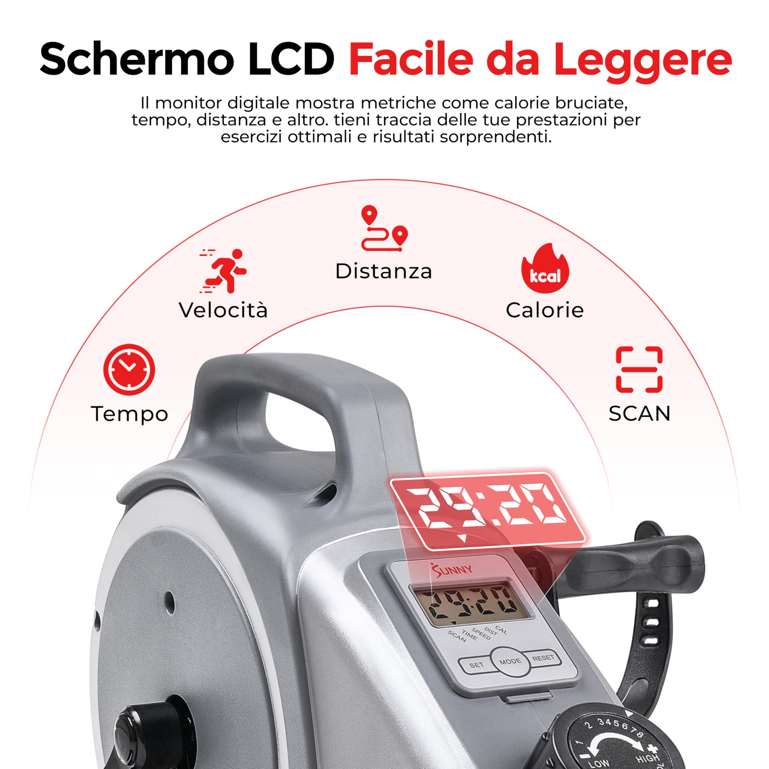 Sunny Health & Fitness Bike Da Allenamento Intelligente, Mini Cyclette Da Scrivania Con Doppia Funzione Per Anziani, Allenamento Cardio A Casa, Opzionale Con App Gratuita SunnyFit E Sistema Magnetico