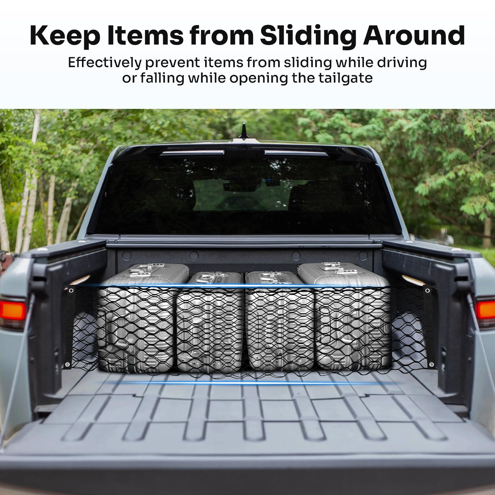 Cargo Net For Rivian R1t Snapklik.com : Canvcle Truck Bed Cargo Net For 2022-2025 2026 Rivian ...