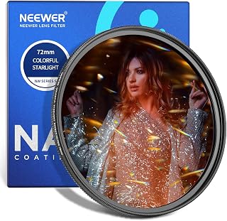 NEEWER 72mm Colorful Starlight Brushed Camera Lens Filter, Special Effects Filter with Anamorphic Flare, Shinning Starburst Lens Filter, Photography Prism Lens Filter, Camera Lens Accessory
