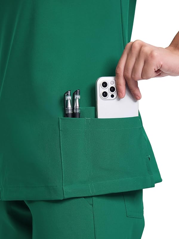 Scrubs for Women Set, V-Neck Cargo Pants 10 Pockets, Hunter Green, 3XL by floralhue - Used condition - Image 5