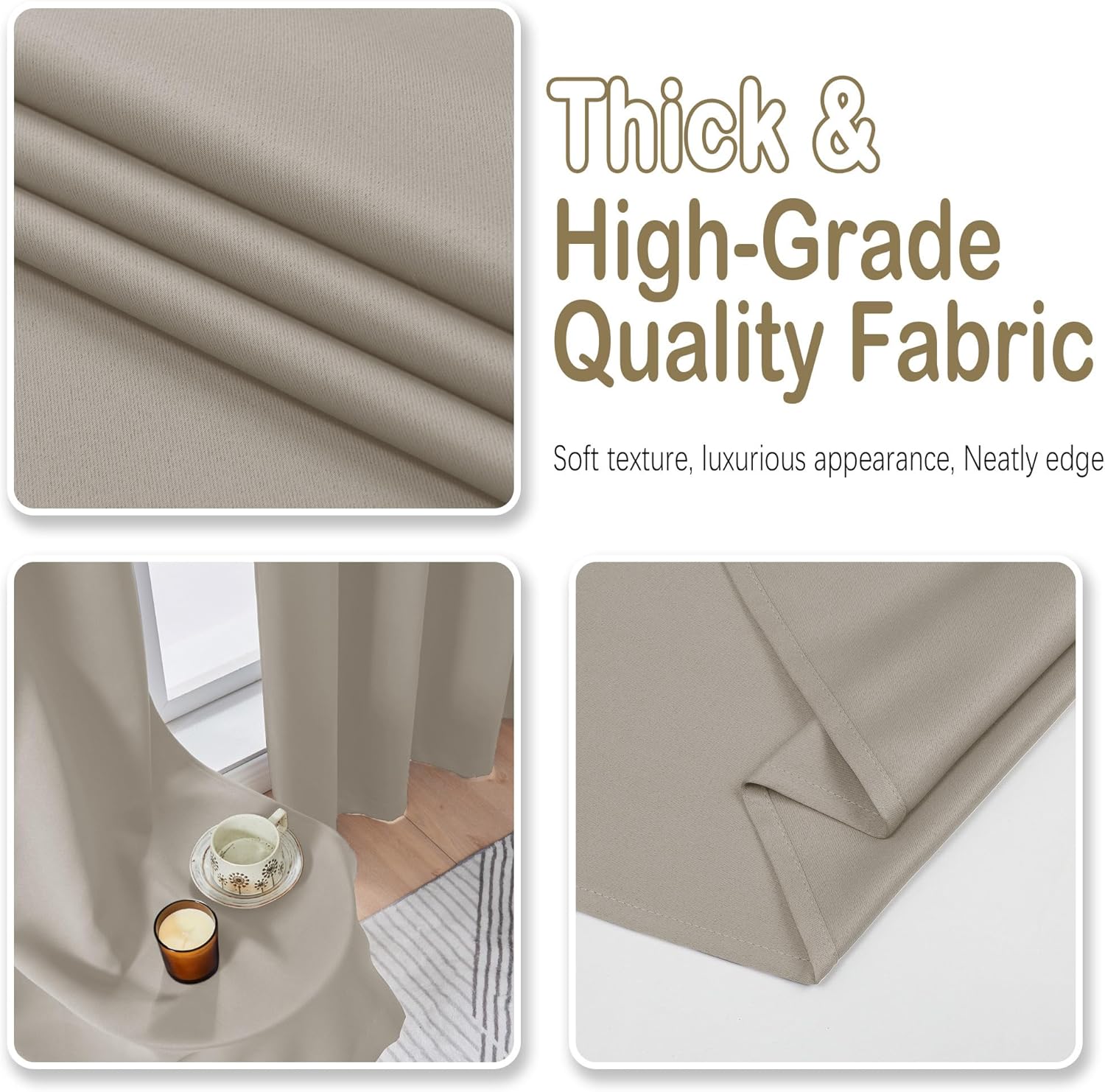 OVZME Stone Blackout Curtains 108 Inches Long 2 Panels, Solid Light Reducing Thermal Insulated Curtain Panels for Patio Sliding Door, Window Treatments Living Room Drapes, 2x50Wx108L Inches