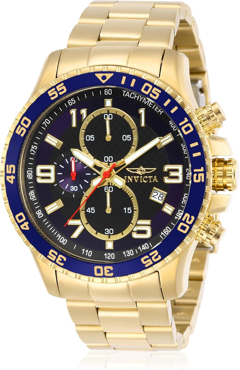 Reloj de acero inoxidable con esfera texturizada y cronógrafo especial Invicta para hombre